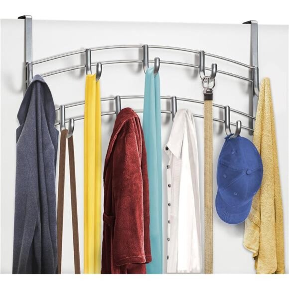 Over Door Hooks Rack - 9 Hook Over Door Hanger - Over Door Towel Rack - Picture 3 of 5